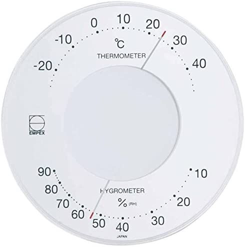 エンペックス気象計 温度計・湿度計 ホワイト (約)高さ10.6×幅10.6×奥行き2.3cm