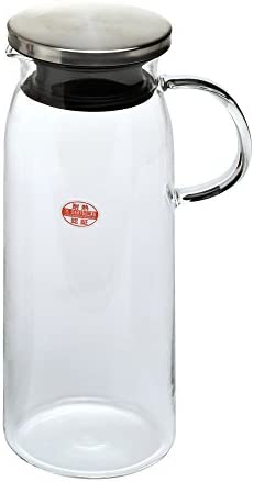 iwaki(イワキ) 耐熱ガラス ピッチャー 冷水筒 1L ジャグ・1000 ステンレス蓋 麦茶 お茶 ポット KT294-SV クリア
