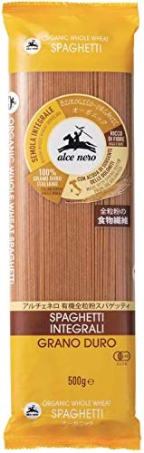 ALCE NERO(アルチェネロ) 有機 全粒粉 スパゲッティ 500g (オーガニック イタリア産 食物繊維 胚芽 太さ1.6mm ゆで時間8分)