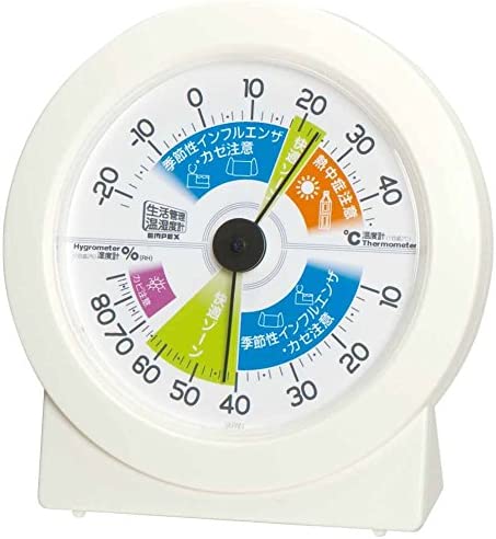 エンペックス気象計 温度湿度計 生活管理温湿度計 置き用 日本製 オフホワイト TM-2880