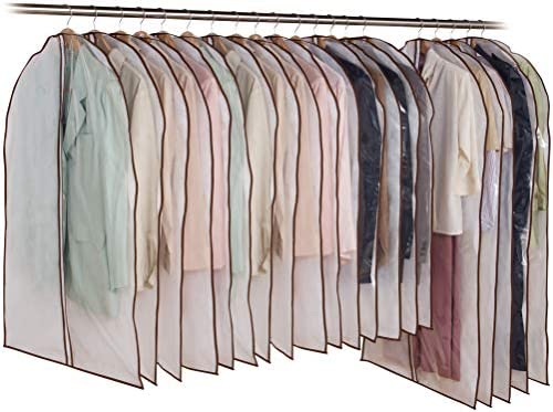 アストロ 衣類カバー ホワイト 前面半分透明 20枚組(ショートサイズ15枚+ロングサイズ5枚) 不織布 洋服カバー ファスナー式 底閉じタイプ