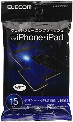 エレコム ウェットティッシュ クリーナー iphone・iPad用 帯電防止効果 ノンアルコール ウェットクリーニングティッシュ AVA-WCDP15P