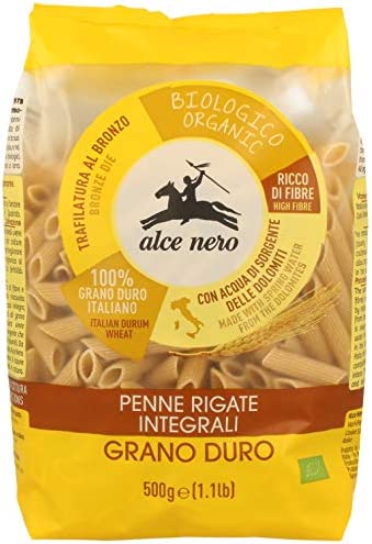 ALCE NERO(アルチェネロ) 有機 全粒粉 ペンネ 500g (オーガニック イタリア産 食物繊維 胚芽 ゆで時間10分)