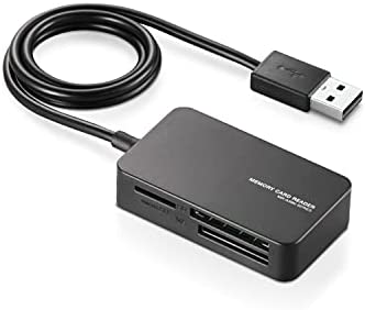 エレコム カードリーダー USB2.0 2倍速転送 ケーブル一体タイプ コンパクト設計 ブラック MR-A39NBK