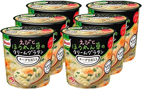 味の素 クノール スープ DELI えびとほうれん草のクリームグラタン スープパスタ 46.2g×6個 (カップスープ スープ パスタ 食品 まとめ買