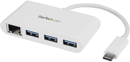 StarTech.com 3ポートUSB 3.0ハブ(ギガビットEthernetポート搭載) USB Type-C接続 USB 3.0ハブ搭載有線LANアダプタ ホワイト HB30C3A1GEA