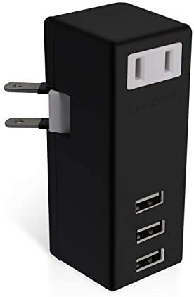エレコム USBタップ/USBメス×3/AC×1/横挿し/2.1A/ブラック