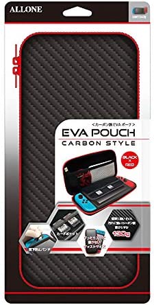 アローン Switch用 カーボン調 EVAポーチ 有機ELモデル対応 耐衝撃 軽量 コンパクト ハードケース ゲームカード収納 日本メーカー ブラッ