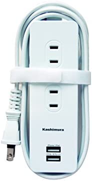 カシムラ 国内・海外両用電源タップ AC4P USB2P 3A WH 1.2m NWM-6
