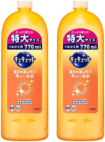 【まとめ買い】キュキュット 食器用洗剤 オレンジの香り 詰め替え 770ml × 2個