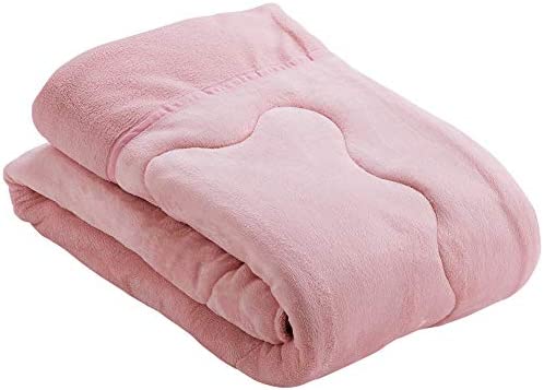 アイリスプラザ 掛け布団 毛布布団 ボリューム 1枚であたたか 軽量 三層構造 中綿入 シープボア フランネル 丸洗い ダブル ピンク