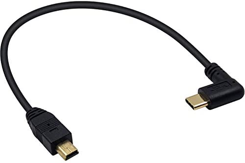Duttek Mini USB to USB C変換ケーブル USB Type CからミニUSB変換ケーブル L字型USB 3.1 Type C オスからミニUSBオスへの変換ケーブルコ
