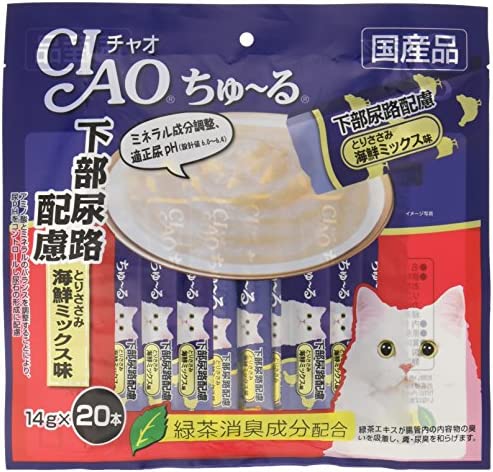 チャオ (CIAO) 猫用おやつ ちゅ~る 下部尿路配慮 とりささみ 海鮮ミックス味 14g×20本入