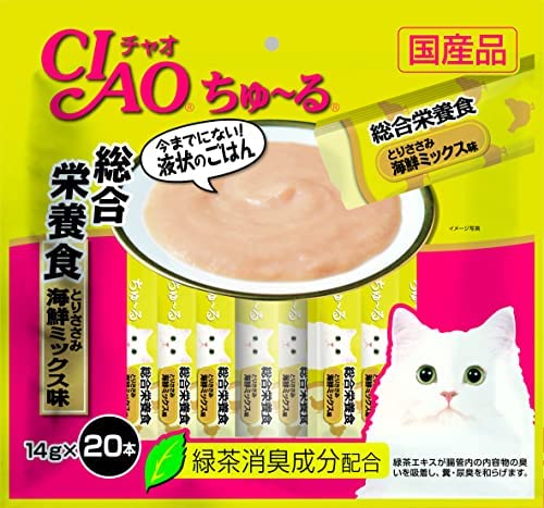 チャオ (CIAO) 猫用おやつ ちゅ~る 総合栄養食 とりささみ 海鮮ミックス味 14g×20本入