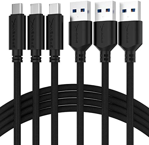 Sabrent「3本セット」 22AWGプレミアム 1.8m USBケーブル、USB Type-A 3.0 から USB Type-C ケーブル、同期と充電「ブラック」（CB-C3X6