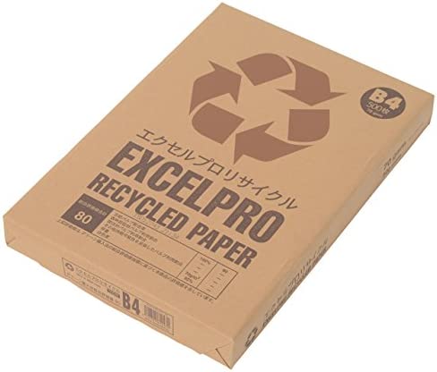 APP 再生コピー用紙 エクセルプロリサイクル B4 白色度82% 古紙100% グリーン購入法総合評価値80 紙厚0.09mm 500枚