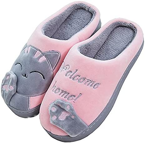 [Foochow] スリッパ静かなインテリアかわいい猫の家族の子供カップルルームの靴