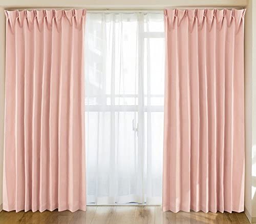 【6色ｘ128サイズから選べる】カーテン 遮光1級 断熱 保温 防音 洗える 形状記憶 ドレープカーテン 幅100cm×丈 135cm×2枚組 ピンク