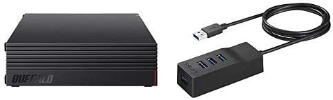 BUFFALO 外付けハードディスク 4TB テレビ録画/PC/PS4対応 静音 & コンパクト 日本製 故障予測 みまもり合図 HD-AD4U3 + BUFFALO USB3.0 セ