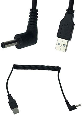 Rosebe USB 2.0伸縮ケーブル、USB2.0 to DC 延長ケーブル オスに90度オス 金メッキコネクタ付き DC3.5mm *1.35mm電源供給ケーブル 伸縮調