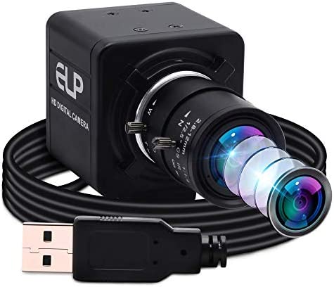 ELP 200万画素 光学ズームWebカメラ 低照度 0.01Lux ウェブカメラ CSマウント2.8-12mmレンズ 広角 Web会議用UVCカメラ Sony IMX323センサ