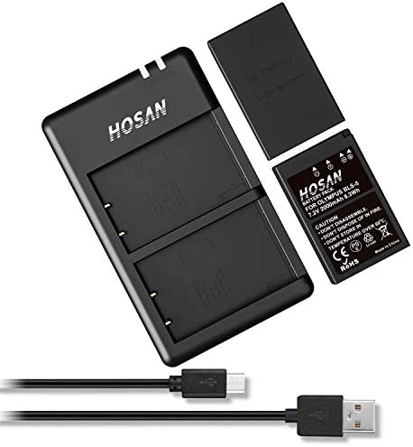 HOSAN BLS-5/BLS-50純正互換 バッテリー 2個 + USB充電器 対応機種 Olympus BLS5/BLS50,OM-D E-M10 Mark III,OM-D E-M10 Mark II,OM-D E-