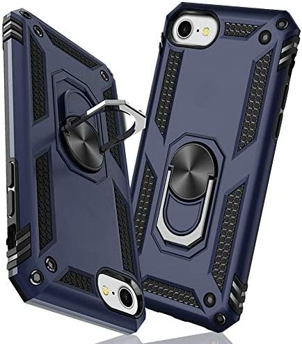 iPhone 7 ケース/iPhone 8 ケース リング 耐衝撃 衝撃吸収 傷防止 全面保護 カメラ保護 スタンド付き TPU+PCバンパー 指紋防止対策 二重