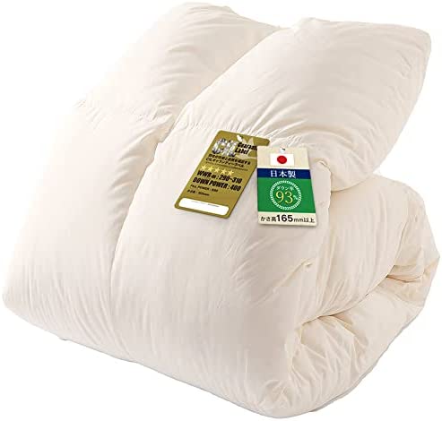 アイリスプラザ 羽毛布団 セミダブル ホワイトダックダウン93% 日本製 CILゴールドラベル ボリュームたっぷり アレルゲン低減 国内洗浄