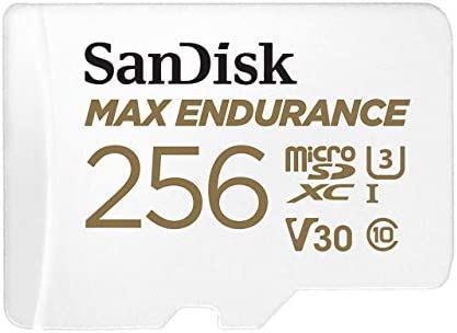 SanDisk 256GB MAX Endurance microSDXC Card with Adapter for Home Security Cameras and Dash cams - C10, U3, V30, 4K UHD, Micro SD