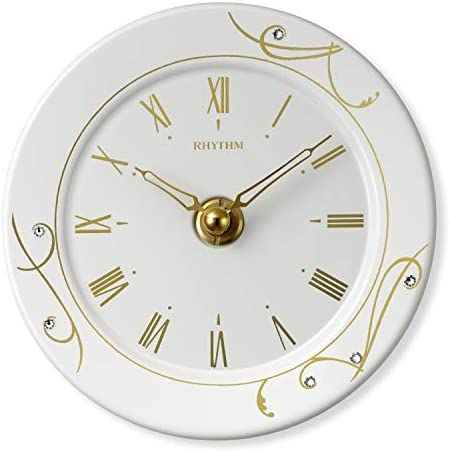 リズム時計工業(Rhythm) 置き時計 掛け時計 兼用 有田焼 飾り時計 4SG801SR18 φ12x3.5cm 金色