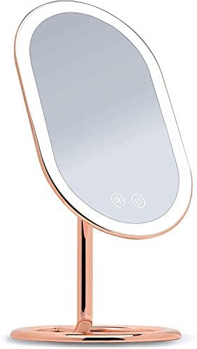 Fancii LED 化粧鏡 プレミアムメイクミラー 3ライト設定 金属女優ミラー、3色調光 コードレス 充電式 スタンド卓上鏡 (Vera)