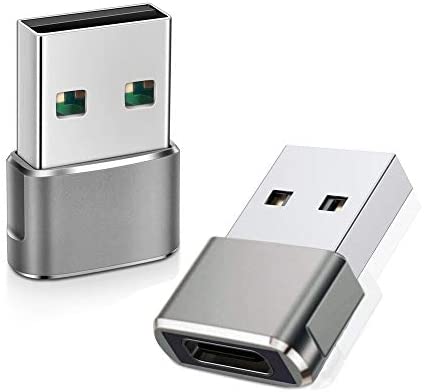 QCEs USB Cメス-USBオスアダプター 2パック タイプA電源充電ケーブルコネクター iPhone 13/12/11 Pro Max XR Airpods iPad Pro/Air Samsu