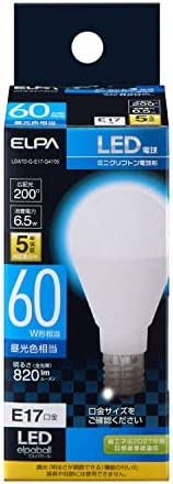 エルパ LED電球 ミニクリプトン球形 口金E17 60W形 昼光色 5年保証 LDA7D-G-E17-G4105