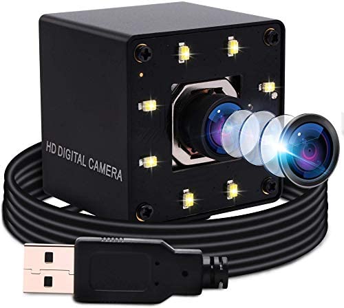 ELP 4K ウルトラHDカメラUSB オートフォーカス IMX415センサー暗視カメラUSB 100度 歪んでいないレンズ,白色LEDライト付き 2160Pウェブカ