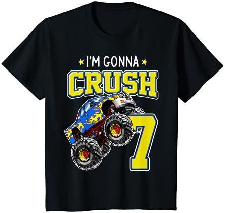 キッズ モンスタートラック7歳の誕生日7歳の誕生日レーシングカー Tシャツ