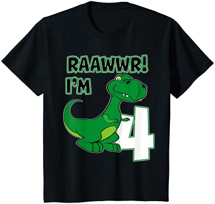 キッズ T-Rex Dinosaur Raawwr4歳の誕生日4歳 Tシャツ