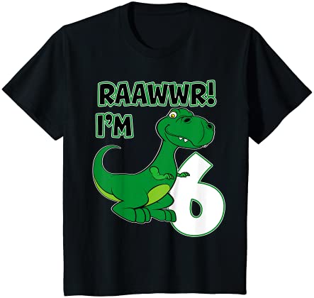 キッズ T-Rex Dinosaur Raawwr6歳の誕生日6歳 Tシャツ