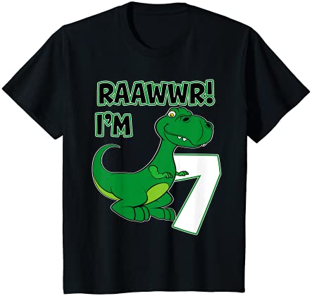 キッズ T-Rex Dinosaur Raawwr7歳の誕生日7歳 Tシャツ