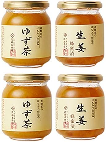 [近藤養蜂場] 国産 ゆずのセット ゆず茶 & 生姜蜂蜜漬 各2本