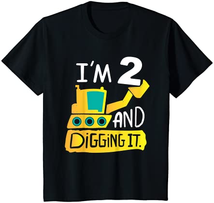 キッズ Kids Excavator Construction Truck Shirt, 2 Year 2nd Birthday Tシャツ