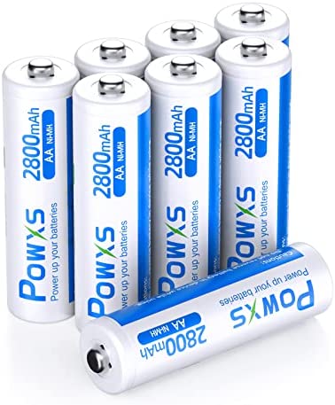POWXS 単3電池 充電式 ニッケル水素 単三電池 2800mAh 約1500回使用可能 ケース付き 8本入り 低自己放電 液漏れ防止 充電池 単3 単3形 単