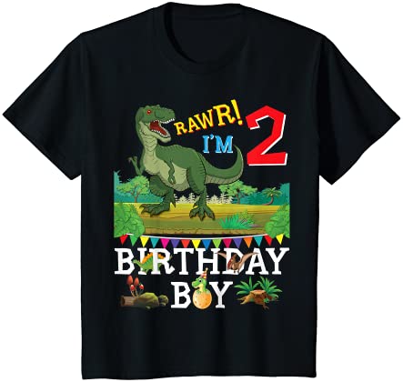 キッズ Rawr I'm 2 Year 2nd Birthday Boy Party Dinosaur T-Rex Gift Tシャツ