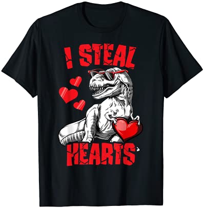 Valentines Day Dinosaur I Steal Hearts T rex Gifts Boys Kids Tシャツ