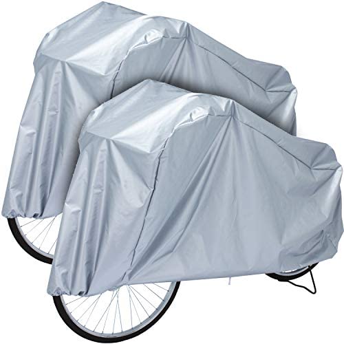 アストロ 自転車カバー 2枚組 27インチ対応 シルバー ポリエステル 撥水加工 雨除け 風飛び防止 バイク対応 113-44