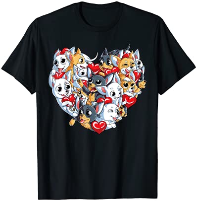 Chihuahua Heart Valentines Day Dog Lover Gift Boys Kids Love Tシャツ