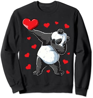 Dabbing Panda Heart Valentines Day Gifts Boys Girls Bear トレーナー