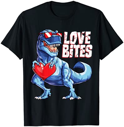 Valentines Day Dinosaur Love Bites T rex Gifts Boys Kids Men Tシャツ