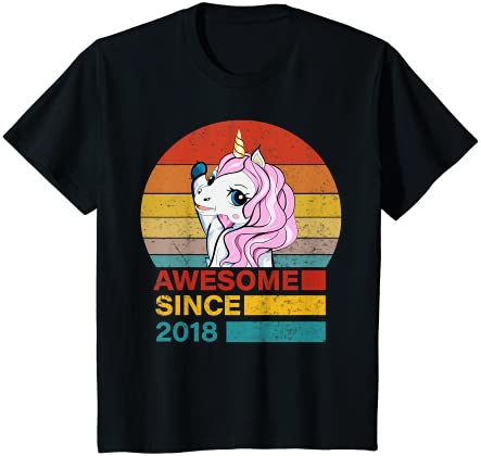 キッズ 2018年以来素晴らしいユニコーンの誕生日3歳の誕生日プレゼント Tシャツ