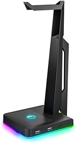 IFYOO RGBゲーム用ヘッドセットスタンド 2つのUSBポート付き ゲームヘッドフォンマウント PC Xbox One PS4 スイッチ イヤホンホルダーハ