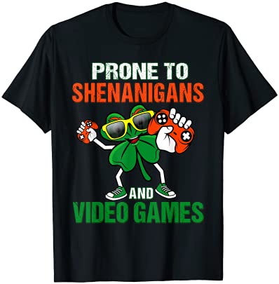 Shenanigans Video Games St Patricks Day Gamer Girl Boys Kid Tシャツ